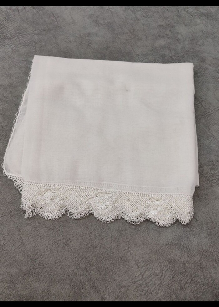 oyalı beyaz tülbent - Görsel 2