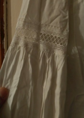 Uzun Kollu Beyaz Bohem Hamile Tunik - Görsel 2