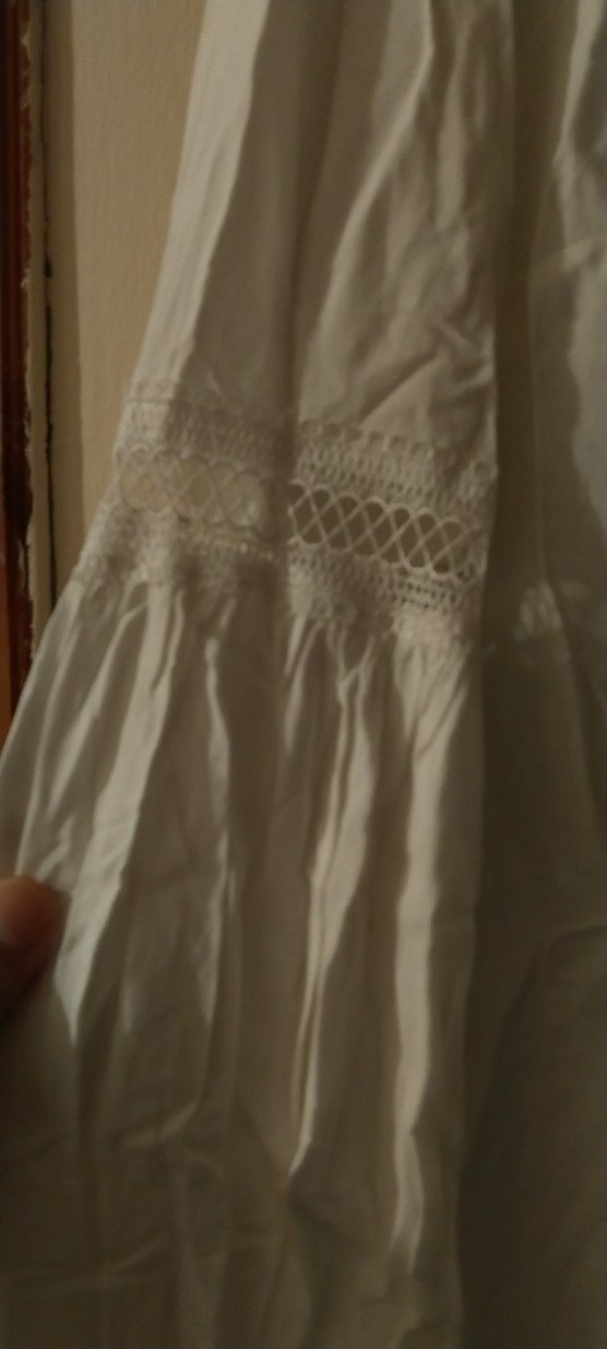 Uzun Kollu Beyaz Bohem Hamile Tunik - Görsel 2