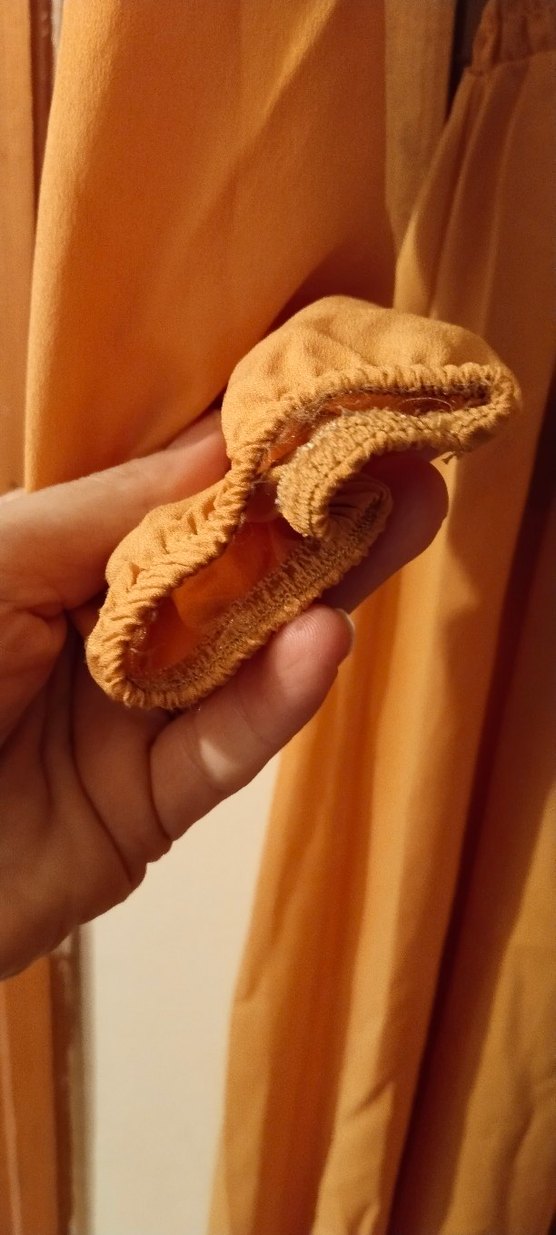 Bej Uzun Keten Elbise, V Yakalı, Bol Kesim - Görsel 4