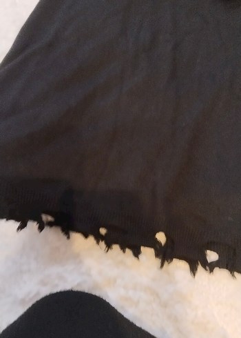 Siyah Uzun Kollu Örgü Kadın Keten Kazak - Görsel 2