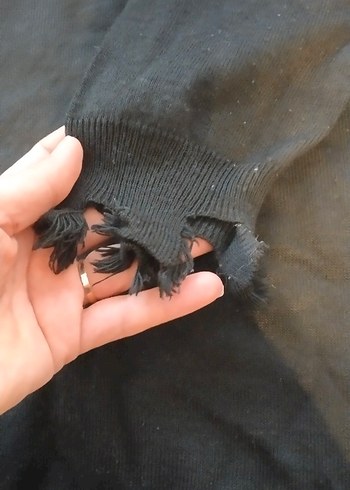 Siyah Uzun Kollu Örgü Kadın Keten Kazak - Görsel 5