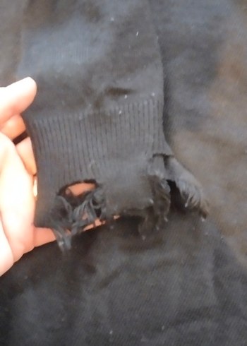 Siyah Uzun Kollu Örgü Kadın Keten Kazak - Görsel 4