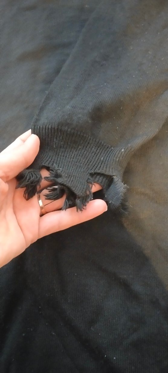 Siyah Uzun Kollu Örgü Kadın Keten Kazak - Görsel 5