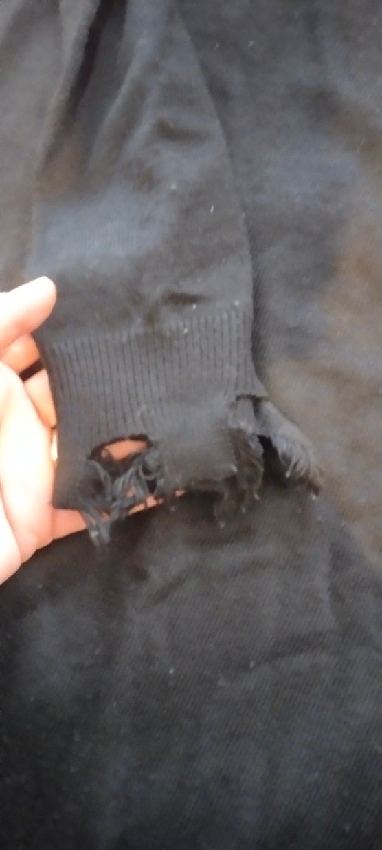 Siyah Uzun Kollu Örgü Kadın Keten Kazak - Görsel 4