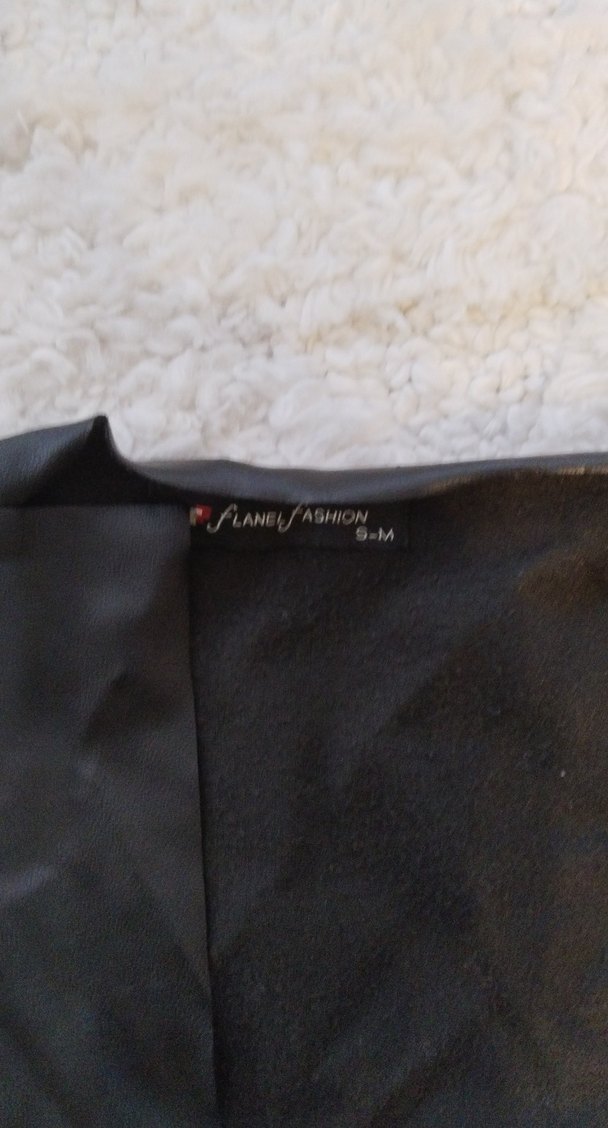 Uzun Deri Kadın Yelek Siyah - Görsel 2