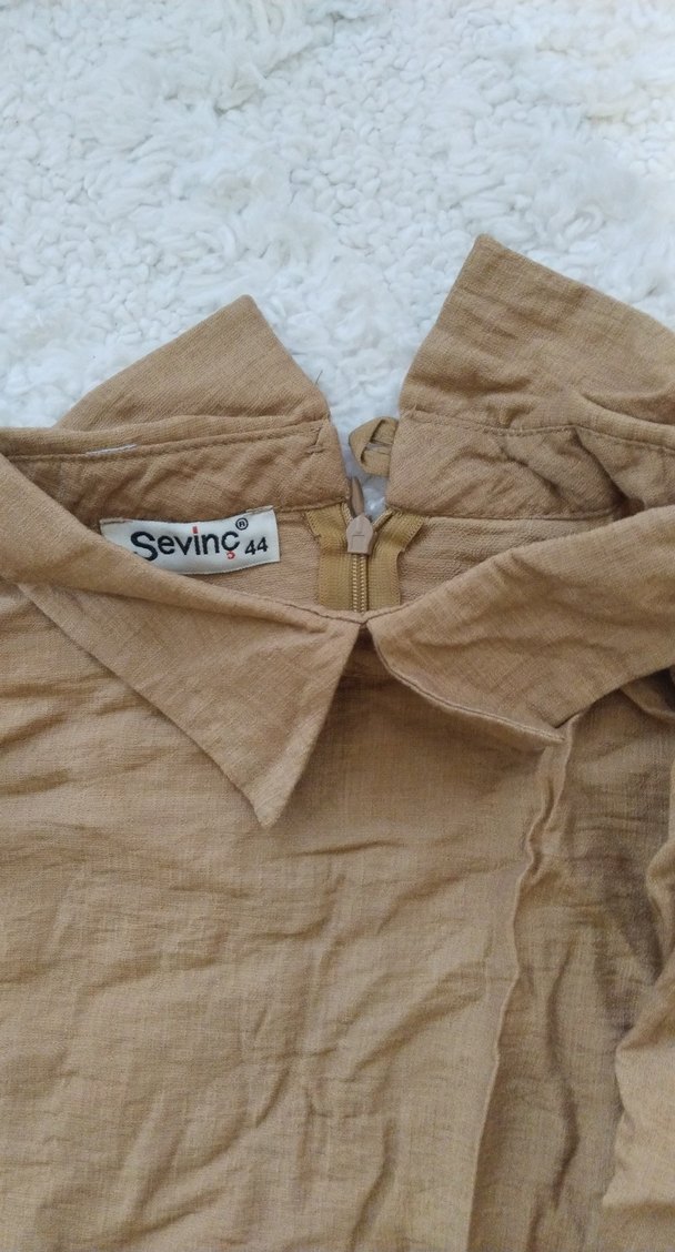 Bej Keten Salaş Kadın Tunik - Görsel 5