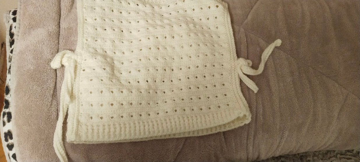 Nakışlı Beyaz Örgü Kız çocuk süveter - Görsel 5