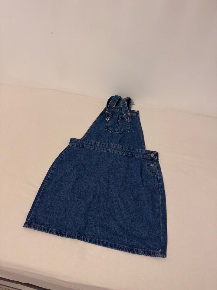 Kadın Mavi Denim Askılı Kısa Salopet - Görsel 2
