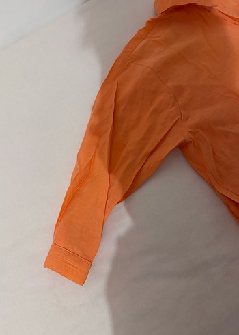 Turuncu Keten Uzun Kollu Gömlek - Görsel 2
