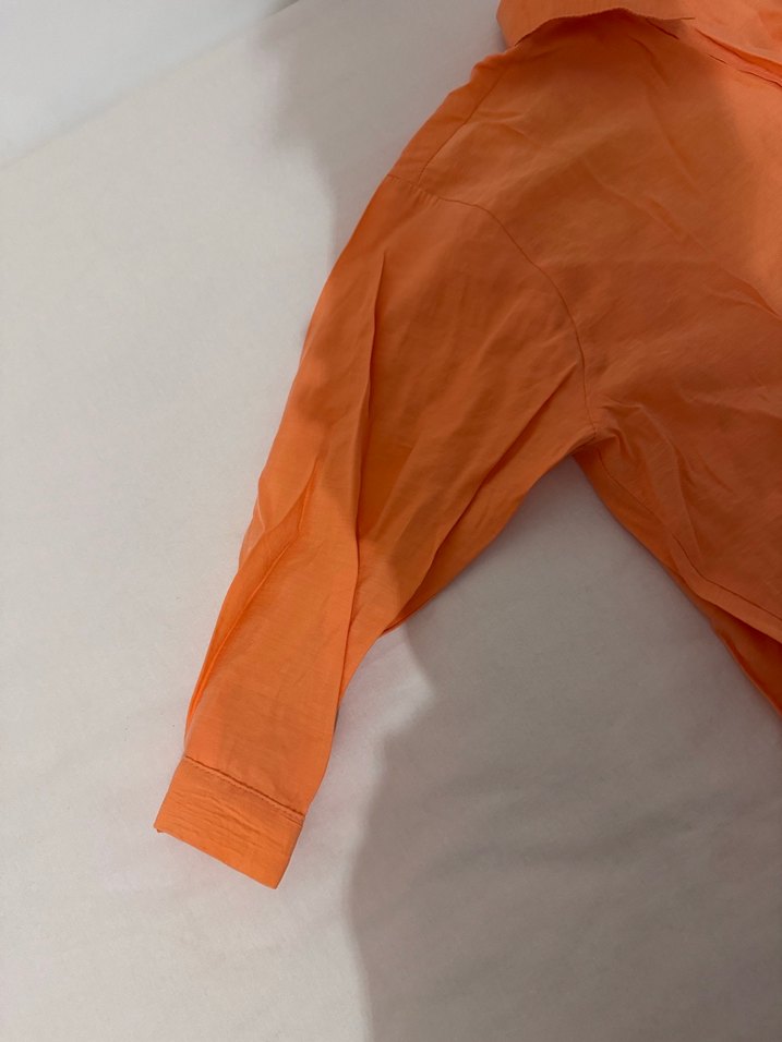 Turuncu Keten Uzun Kollu Gömlek - Görsel 2