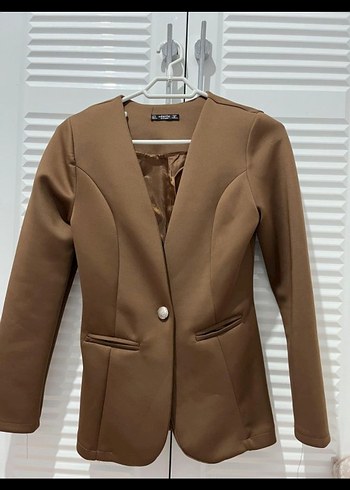 Diğer Sikligin Simgesi Kahverengi Tek Dugmeli Blazer