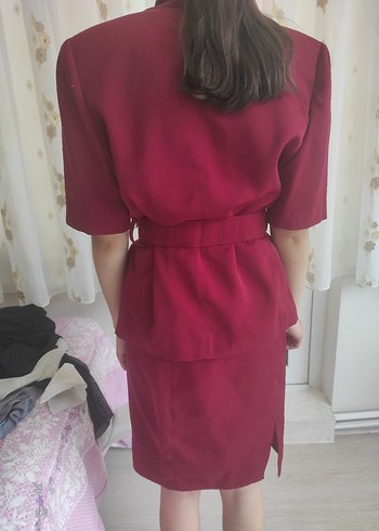 Bordo Kadın Kısa Kollu Düğmeli Ceket - Görsel 6