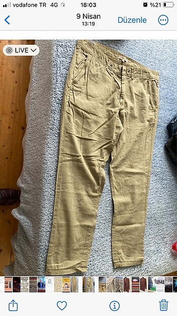 34 Beden yeşil Renk Erkek pantolon