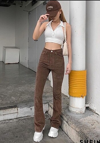 shein kahverengi kadife pantolon