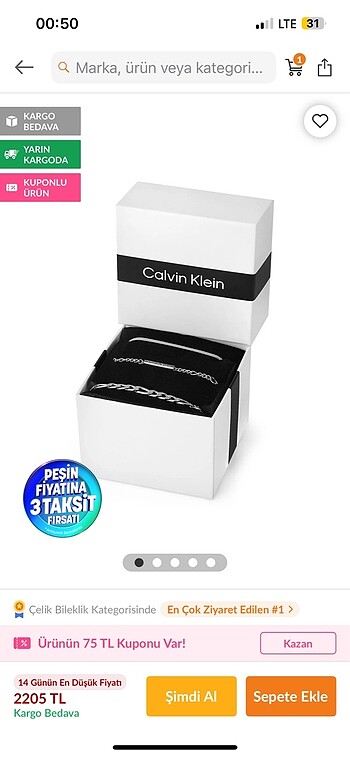 Calvın kleın erkek bileklik