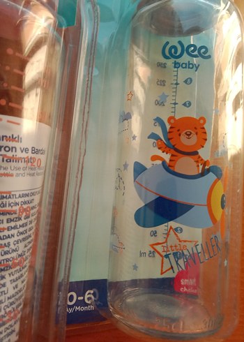 0-6 Ay Mavi ve pembe cam Bebek Biberonlari - Görsel 5