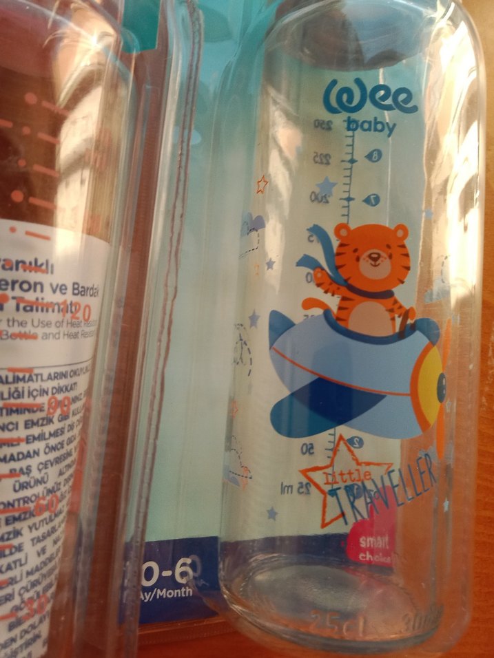 0-6 Ay Mavi ve pembe cam Bebek Biberonlari - Görsel 5