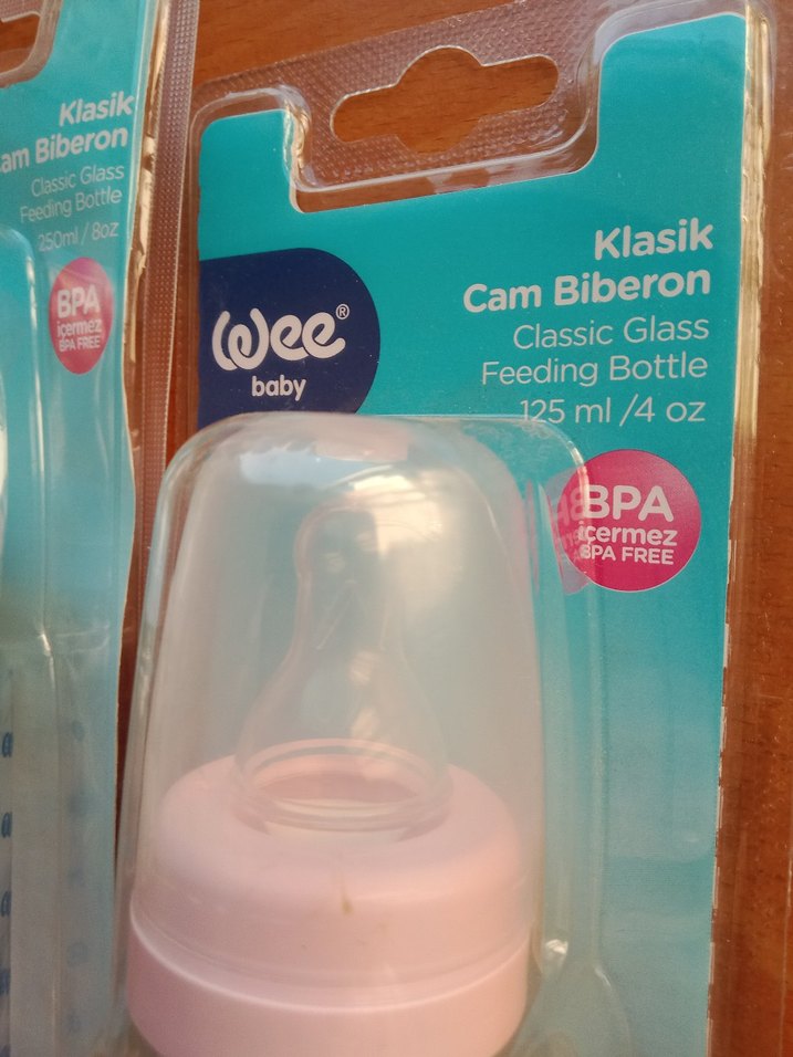 0-6 Ay Mavi ve pembe cam Bebek Biberonlari - Görsel 2