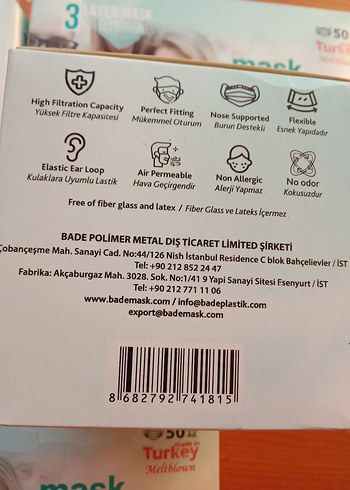 3 Katmanlı Ultrasonik Cerrahi Yüz Maskesi 50'li - Görsel 6