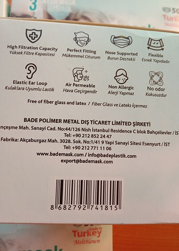 3 Katmanlı Ultrasonik Cerrahi Yüz Maskesi 50'li - Görsel 3