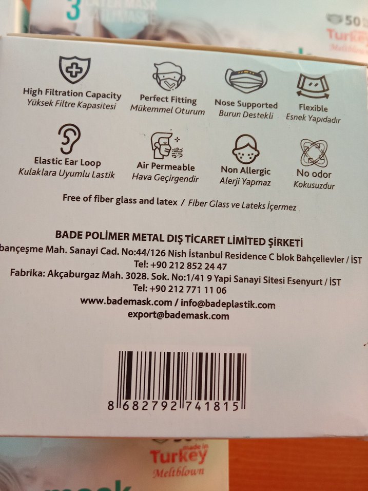 3 Katmanlı Ultrasonik Cerrahi Yüz Maskesi 50'li - Görsel 3