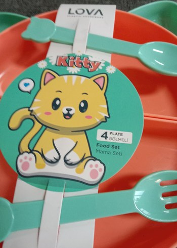 Beden 2 li kedi şekilli yeni mama setleri