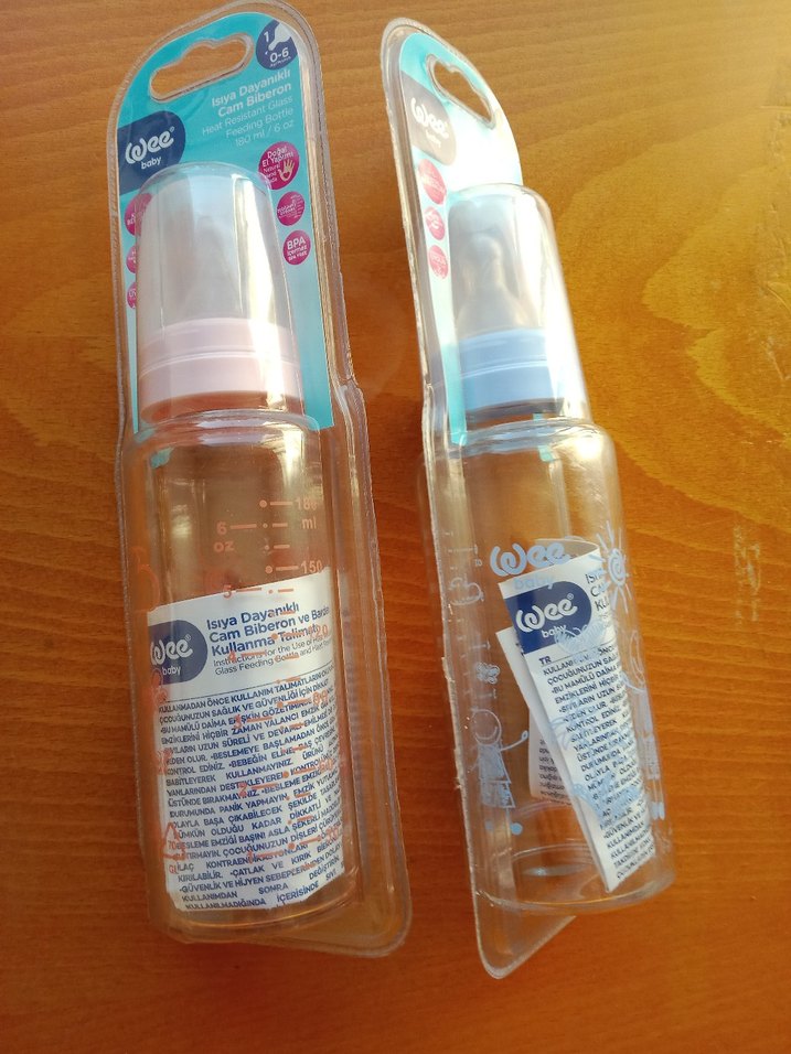 Mavi pembe Pastel cam Bebek Biberonları 2'li Set - Görsel 3