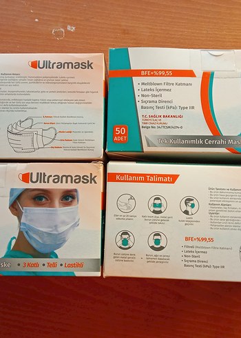 Ultramak 3 Katlı Telli Tek Kullanımlık Cerrahi Maske 50 Adet - Görsel 6