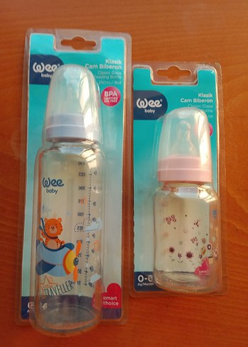 Mavi ve pembe Bebek Cam Biberon BPA İçermez - Görsel 7