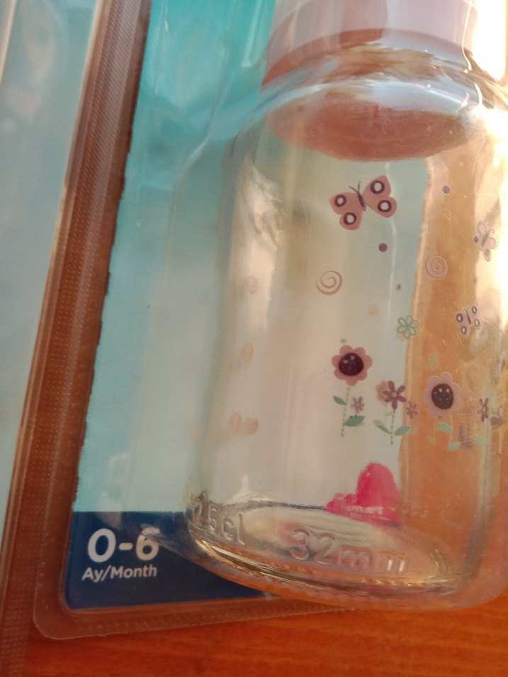 Mavi ve pembe Bebek Cam Biberon BPA İçermez - Görsel 3