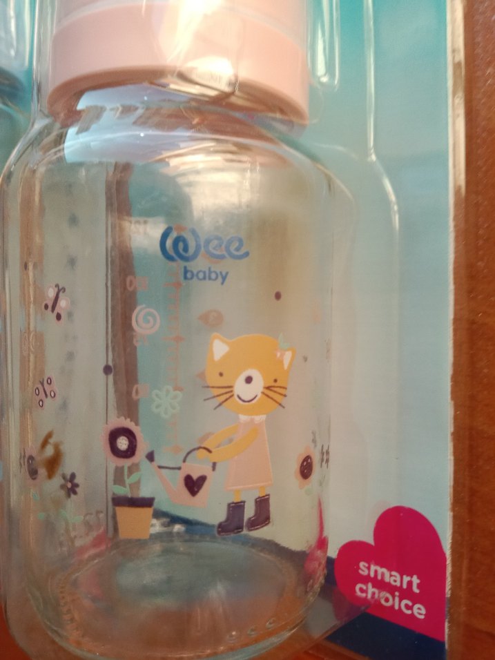 Mavi ve pembe Bebek Cam Biberon BPA İçermez - Görsel 4