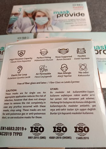 3 Katmanlı Ultrasonik Cerrahi Yüz Maskesi 50'li - Görsel 2