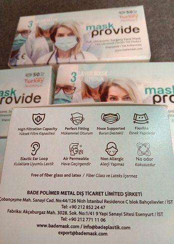 3 Katmanlı Ultrasonik Cerrahi Yüz Maskesi 50'li - Görsel 3