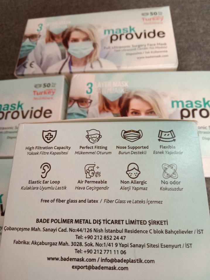 3 Katmanlı Ultrasonik Cerrahi Yüz Maskesi 50'li - Görsel 3