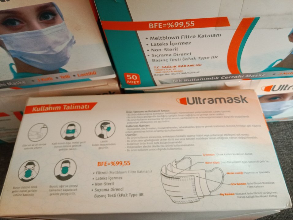 Ultramas Cerrahi Maske 50 Adet, 3 Katlı, Latekssiz 5 paket - Görsel 3