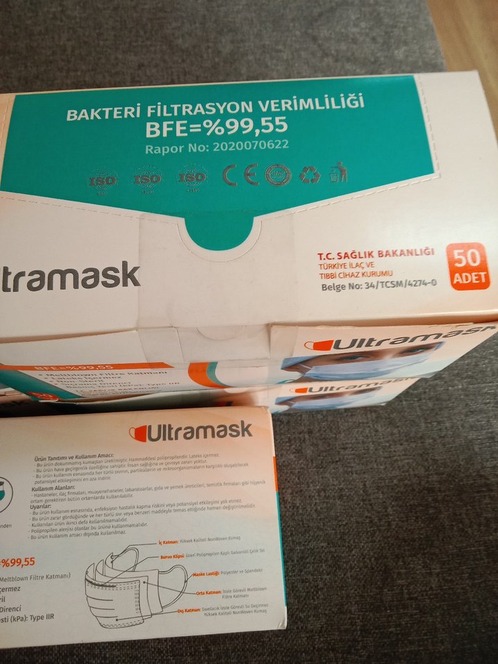 Ultramas Cerrahi Maske 50 Adet, 3 Katlı, Latekssiz 5 paket - Görsel 5