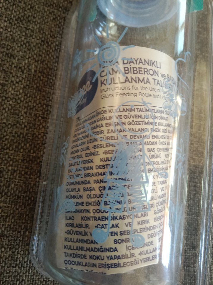 Wee baby mavi desen ısıya dayanıklı cam biberon - Görsel 3