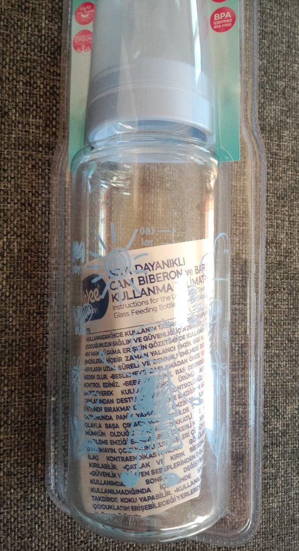 Wee baby mavi desen ısıya dayanıklı cam biberon - Görsel 4