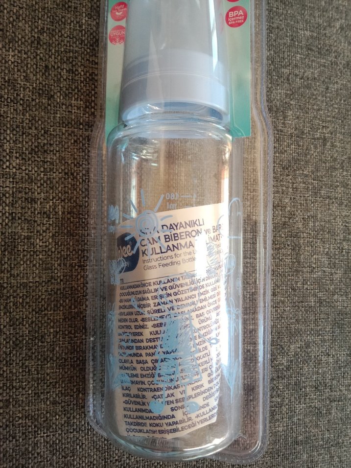 Wee baby mavi desen ısıya dayanıklı cam biberon - Görsel 5