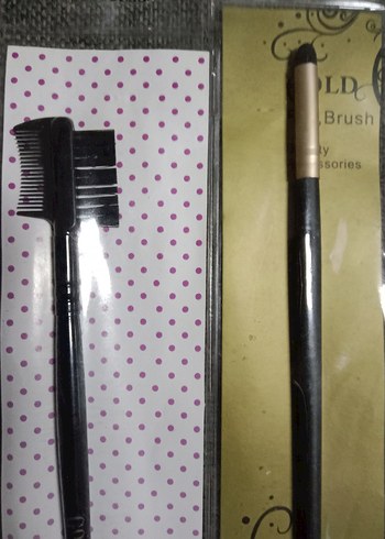 Siyah LD Makyaj Fırçası ve kaş ve kirpik Tarağı - Görsel 2