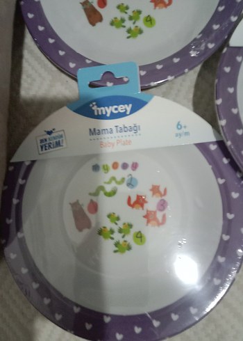 Diğer Mycey Mor Desenli Bebek Mama Tabağı 3 lü