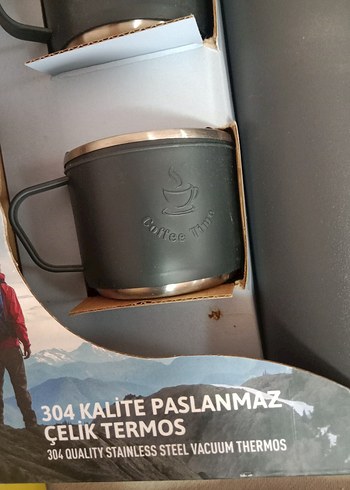 Penguen Gri Çelik Termos ve 2 Bardak Seti - Görsel 7