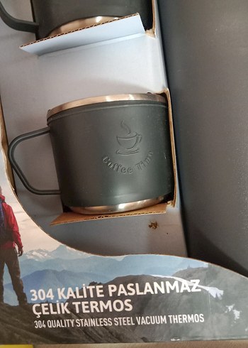 Penguen Gri Çelik Termos ve 2 Bardak Seti - Görsel 2