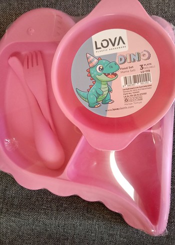 Diğer LOVA Pastel Pembe Çocuk Tabak, Çatal ve Bıçak Seti