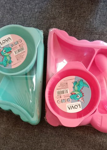 LOVA Pastel Pembe Çocuk Tabak, Çatal ve Bıçak Seti