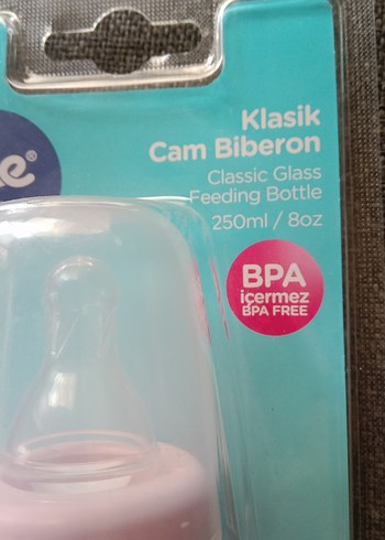 Pastel Pembe kedi desen cam biberon 240 ml. - Görsel 4