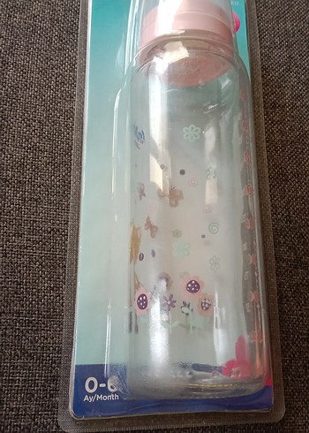Diğer Pastel Pembe kedi desen cam biberon 240 ml.