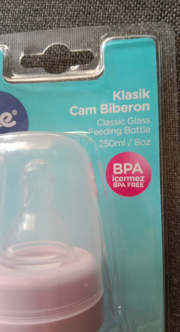 Pastel Pembe kedi desen cam biberon 240 ml. - Görsel 4