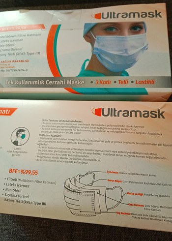 2 pk.Ultramask Tek Kullanım Cerrahi Maske 50'li - Görsel 5